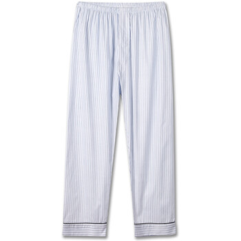 春夏季家居裤薄款男士长裤中老年加肥加大胖子全棉纯棉睡裤 蓝色条纹