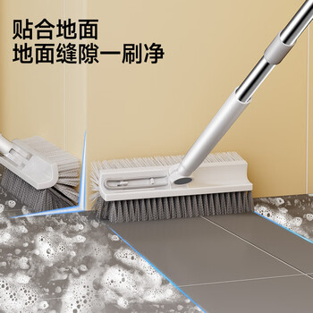 五月花地刷双面V型刷毛硬毛缝隙刷加长杆 浴室厕所厨房墙角自带夹子 