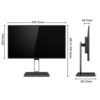 AOC显示器 U27U2S 4K 27英寸 IPS技术 低蓝光 升降旋转 办公电脑显示屏