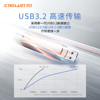 台电（TECLAST）128GB USB3.2 U盘 大容量办公高速读写优盘 车载电脑移动迷你型金属U盘