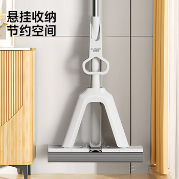 五月花海绵拖把38cm共2棉头对折式胶棉拖把免手洗家用懒人海棉拖布