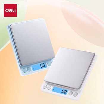得力（deli）【新品限时特惠】电子秤厨房秤克重食物烘焙家用0.1g/3kg电子秤白