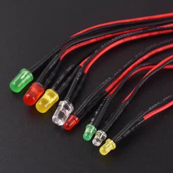ZAVE 高亮LED灯发光二极管 5mm平头绿发翠绿5v-12v带线20cm（5条）