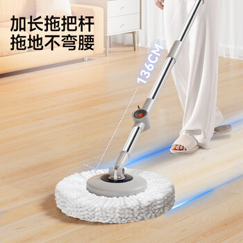 五月花旋转拖把杆共2布加粗拖把盘尘推杆圆拖把头配件杆盘套装JJ-PJ137