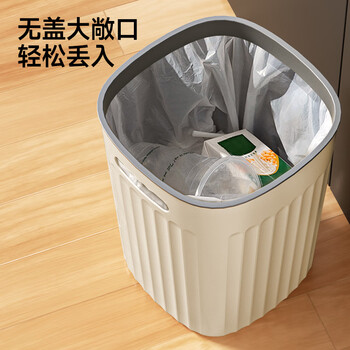 五月花手提压圈垃圾桶客厅家用网红2026新款12L奶黄色卫生间厕所垃圾桶