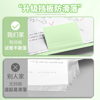 三木（SUNWOOD）20页40张 A3大容量试卷活页收纳资料册 学生试卷考卷透明插页文件夹 3957 绿色