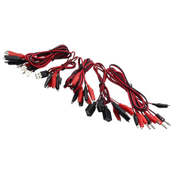 汇君彩色双头鳄鱼夹测试导线夹电瓶夹子电夹子 小号鳄鱼夹线20条