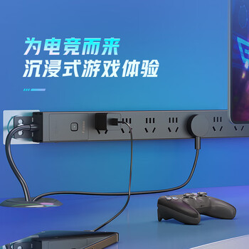 公牛（BULL）防雷PDU桌面插排8插位总控开关全长1.8米插线板插排 黑色 GNE-P108ET