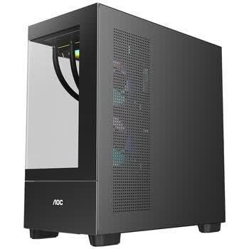 AOCCG393B黑色 游戏电脑台式海景房主机箱 双面玻璃/MATX主板/360水冷/9风扇位/上下分仓