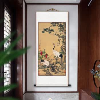 【特価】沈铨 松梅双鶴 掛け軸 中堂｜中国花鳥画｜新中式・開運インテリア 特価】沈铨 松梅双鶴 掛け軸 中堂｜中国花鳥画｜新中式・開運