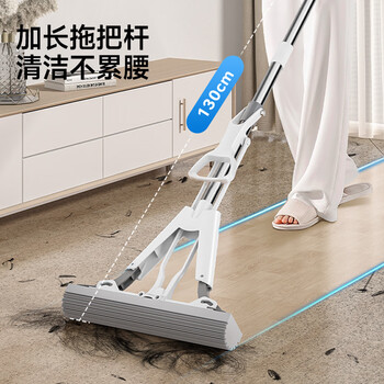 五月花海绵拖把33cm2头家用一拖净免手洗2026吸水拖地神器胶棉墩布拖布