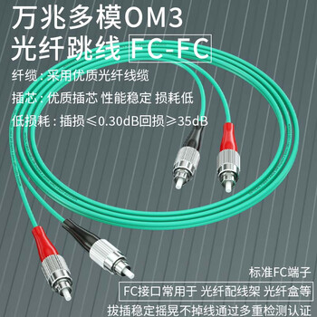 广昌兴(G.C.X)万兆多模光纤跳线fc-st 3m OM3双芯尾纤 阻燃低烟无卤LSZH耐弯折抗弯曲跳纤收发器光模块连接线