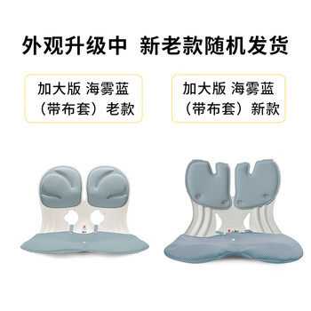 BKT人体工学办公室坐姿椅学生矫姿坐垫美臀腰靠垫 加大蓝色+坐垫套