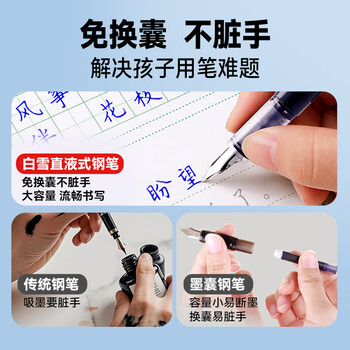 白雪(snowhite)直液式钢笔成人书法书写钢笔小学生三年级练字不洇纸F尖0.5mm黑色6支/袋 FP20 白雪(snowhite)直液式钢笔成人书法书写钢笔小学生三年级练字不洇纸F尖0.5mm黑色6支/袋 FP20