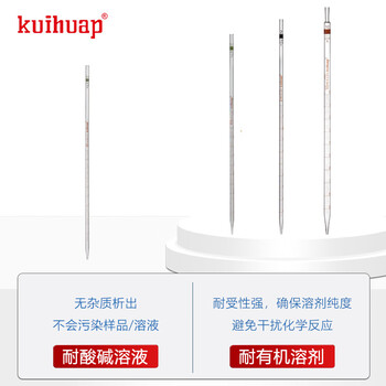 kuihuap玻璃移液管A级环标刻度吸管滴管吸量取样管实验室量器可过检 环标刻度吸管A级15ml-2只装