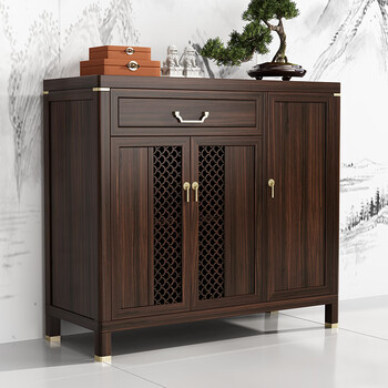 新中式实木餐边柜入户乌金玄关现代简约储物茶水装饰收纳隔断鞋柜 b款