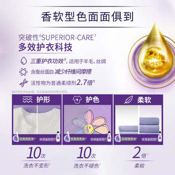 金纺高能护衣精华衣服浓缩护型柔顺剂液【洗衣搭档】薰衣草小苍兰700G