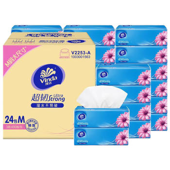 维达 抽纸 超韧24包*3层100抽 M码整箱 湿水不易破卫生纸纸巾随机发