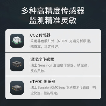 青萍空气检测仪2 室内空气质量检测 温湿度 时钟 闹钟 CO2检测仪 空气监测 雾霾 pm2.5检测仪 黑色