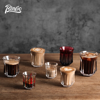 Bincoo手冲咖啡玻璃复古dirty咖啡杯澳白杯意式浓缩杯子烟灰色-160ml