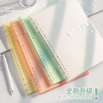 三木（SUNWOOD）A5/60张120页不硌手活页本 半透外壳简约6孔可拆卸便携活页笔记本 考研错题作业本 淡粉 1393