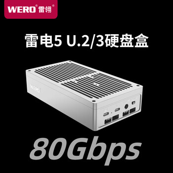 WERO雷电5 U2/3硬盘盒80Gbps支持V口电池dit生厂力工具适用Mac雷电5/4/3-银色