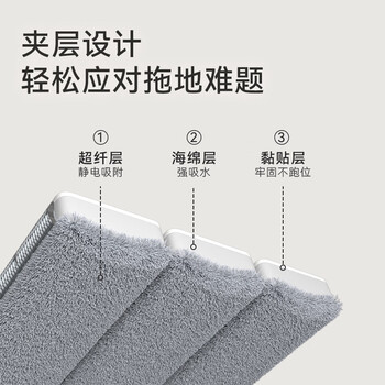 京东京造免手洗平板拖把42cm大号 家用拖地神器一拖净无水印墩布 含拖布*2