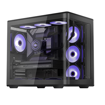 酷冷至尊（CoolerMaster）elite 神殿600 黑色 ATX海景房机箱  一体曲面玻璃 无立柱/支持360水冷/Type-c 