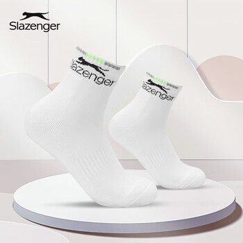 史莱辛格（Slazenger）羽毛球袜透气运动袜3双装白色中筒STA2200981新老包装交替发货