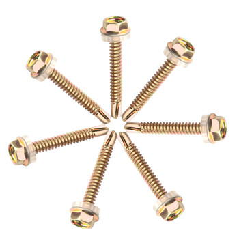 大和  国标 彩锌外六角自攻钻尾螺钉自钻螺丝钉燕尾木螺钉彩钢瓦钉 彩锌外六角燕尾丝 5.5*65（25个）