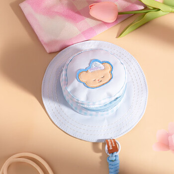 得力（deli）黄油小熊帽型小包 挂脖小物件收纳包 多用途可爱便携小包可拆卸挂带 蓝HY615