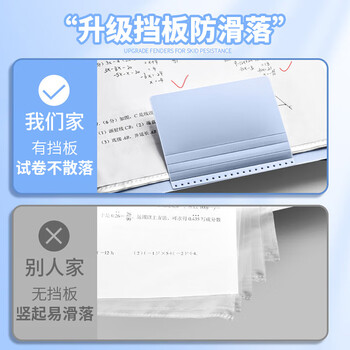 三木（SUNWOOD）20页40张 A3大容量试卷活页收纳资料册 学生试卷考卷透明插页文件夹 3957 蓝色