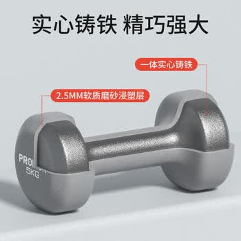 PROIRON普力艾 哑铃男士健身家用浸塑哑铃纯铁环保无味5kg*2