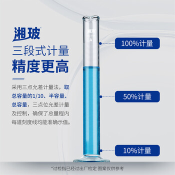 湘玻 玻璃量筒高硼硅加厚带刻度实验室量杯整盒装 【A级可过检，未过包售后】2000ml（1个/盒）
