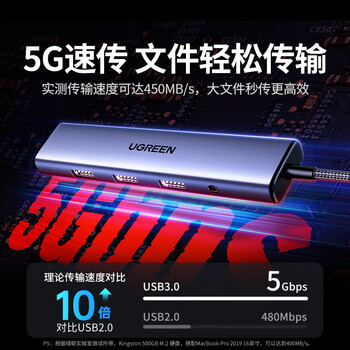 绿联Type-C扩展坞带3.5mm音频转接口拓展坞耳机孔扩展器HDMI1.4转换口外接U盘适用苹果MacBook Air电脑