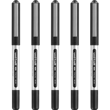 uni三菱【热门商品】uni-ball EYE黑色中性笔0.5mm黑笔签字笔商务直液式学生水性笔套装 UB-150 5支