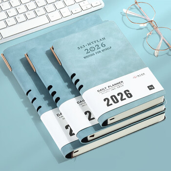 申士（SHEN SHI）【热门商品】2026年B5日程本笔记本子352页带日期工作效率手册日志记事本可印LOGO D18黑色1本	