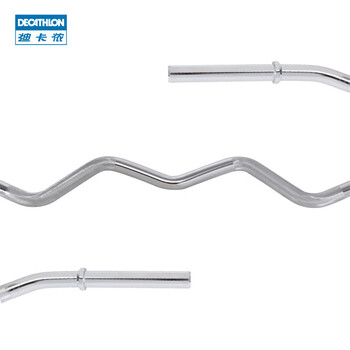 迪卡侬健身训练举重弯曲杠铃杆家用1.2m钢制浅灰色（直径28mm）-2526775