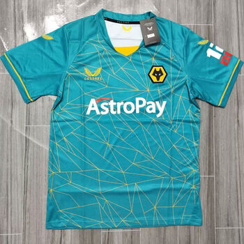 semalam22-23狼队客场新款球衣  狼队最新绿色短袖足球服 客场球衣印