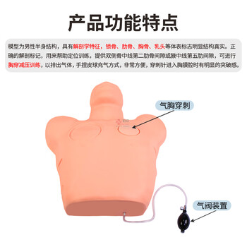 勤良高级气胸穿刺减压训练模型模拟人医用气胸穿刺急救练习人体模型淋巴结穿刺教学训练模型 QL/LQ7