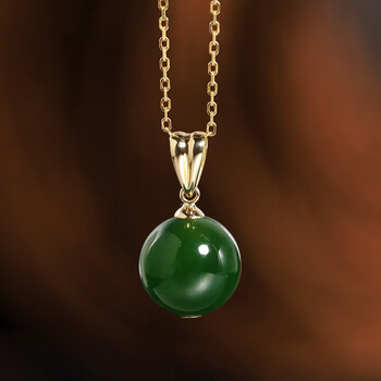 eze大颗粒和田玉碧玉吊坠女18黄金玉石七夕情人节礼物送男女朋友田