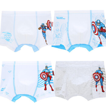 内裤纯棉男童裤头宝宝三角平角裤中大童学生四角裤 4条平角美国队长