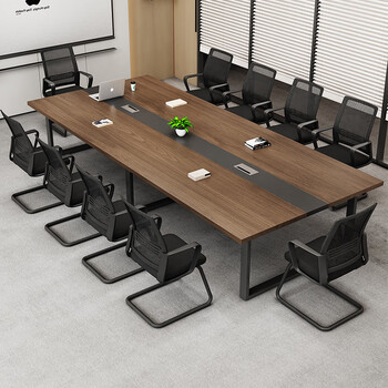 森菲亚会议桌长桌办公桌现代办公室长方形洽谈桌椅组合2.2*1.1米单桌