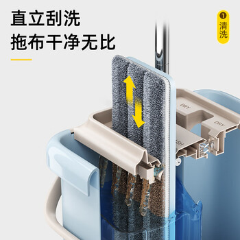 家杰优品平板拖把45cm家用一拖净免手洗2025带桶一套洗拖一体墩布拖布  