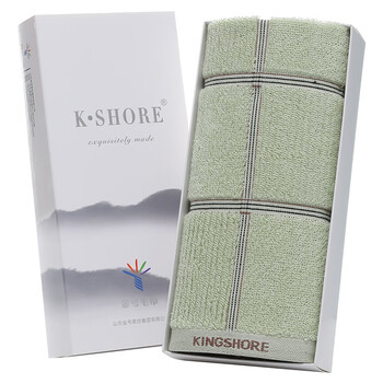 金号毛巾礼盒 纯棉吸水洗脸巾亲肤耐用洁面巾 礼盒单条装 绿色