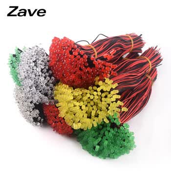 ZAVE 高亮LED灯发光二极管 3mm红发红5V-12V带线20CM（5条）