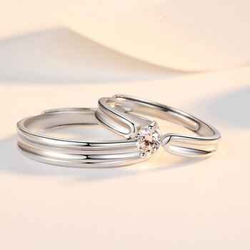 京东拼购时尚潮流情侣戒指男女潮纯银时尚个性钻石小众设计指环网红一