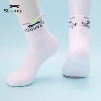 史莱辛格（Slazenger）羽毛球袜透气运动袜3双装白色中筒STA2200981新老包装交替发货