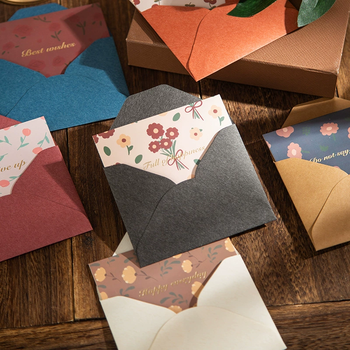 狮洛德 母亲节复古贺卡6张表白生日祝福卡毕业礼物装饰卡邀请留言卡片礼物装饰碎花系列带信封