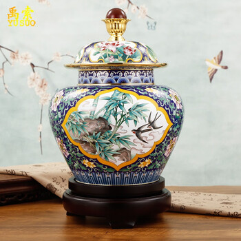 景泰蓝铜花瓶- 京东